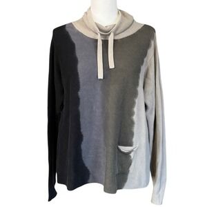 Charlie B Tie Dye Soft Knit Cowl Neck Sweater Medium Gray Black